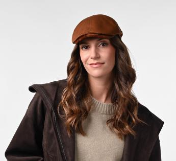 Casquette plate velours cognac Pio