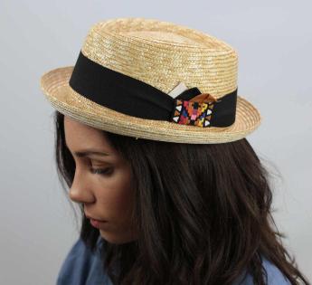 chapeau porkpie paille Aztèque